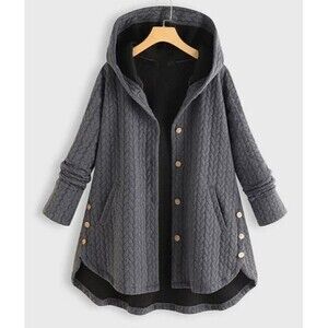 Cellabie Hooded Sweater Coat NWT Gray Loose Fitting Jacket Womens Size 2XL